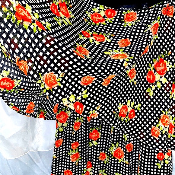 BAKU POLYESTER CHECK BLK/WHITE MAXI DRESS SZ M - Picture 7 of 14